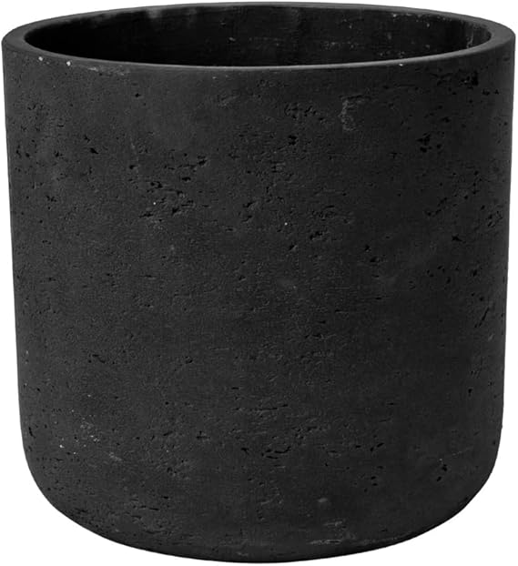 Planter Black Washed Fiberstone indoor and outdoor Flower Pot 7"H x 7"W - by Pottery Pots