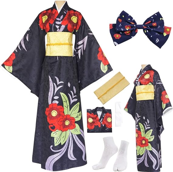 Women Dress Costuem Kimono Purple Outfit Uniforms Halloween Women