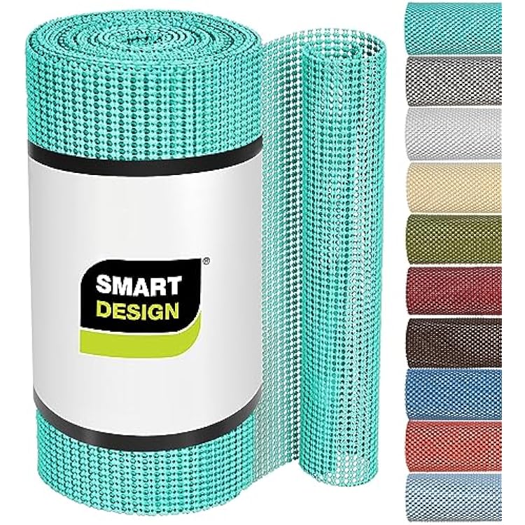 Smart Design Classic Grip Shelf Liner- Non Adhesive Home Organization Shelf Liners - Strong Grip, Non Slip, Easy Clean - Perfect for Desk, Shelves, Kitchen, Bathroom, Cabinet Protection - Mint