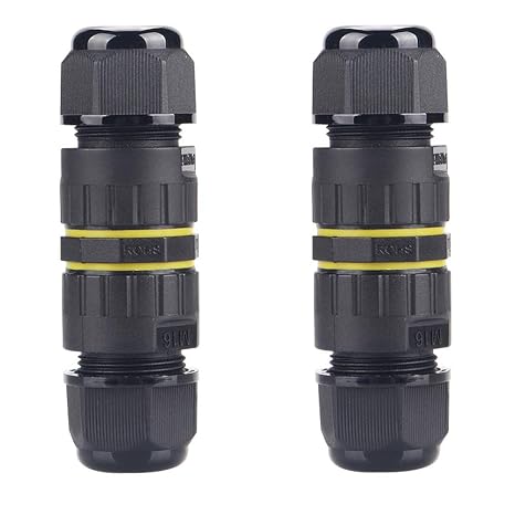 3Pin IP68 Waterproof Junction Connector Box 3 Pole Electrical Box Wire Connector Cable for Underground Outdoor Light,LED,Tree Strings, Cable Range 6.5-10 mm 2Pcs