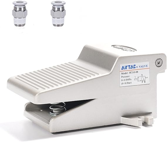 Foot pedal valve 3/2 way AirTac 3F210-08L With Lock 1/4 PT Pneumatic Air Acting Type Controlled By Foot Normally Closed Switch Rubber Anti-slip 2 Position 3 Way