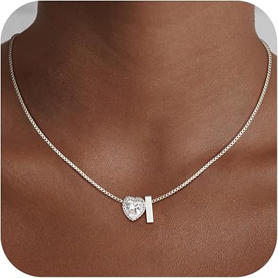 Christmas Gifts GoldSilver Heart Initial Necklaces for Women Girls Teens Kids Non Tarnish 14k Gold Plated Letter Heart Zirconia Pendant Necklace Dainty Initial Name Necklace Jewelry for Women