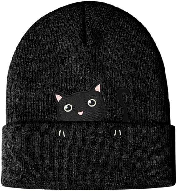 Cat Beanie for Cute Cat Lover Gifts Animal Knitted Hats Anime Hat for Women Girls