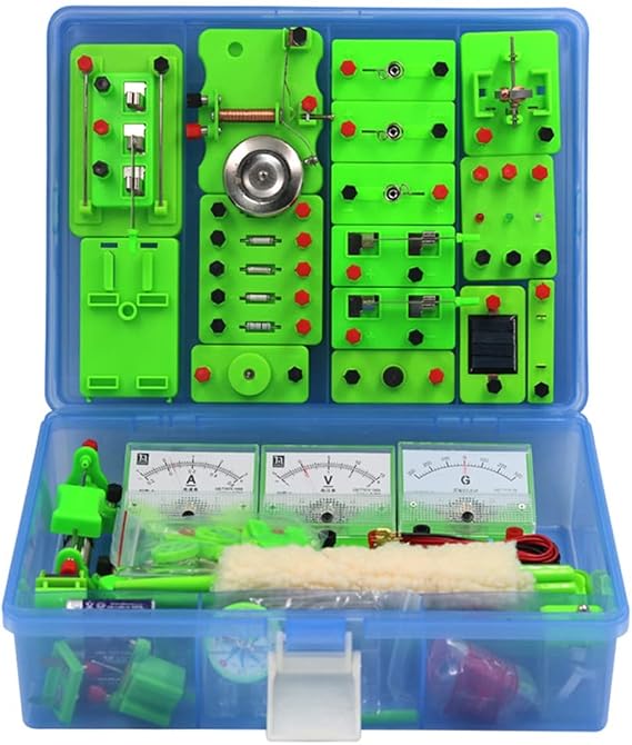 Electromagnetism Experiment Kit Physics Circuits Learning Starter Kit with Ammeter Voltmeter Etc. Physics Experiment Equipment Suitable for Electromagnetism Exploration