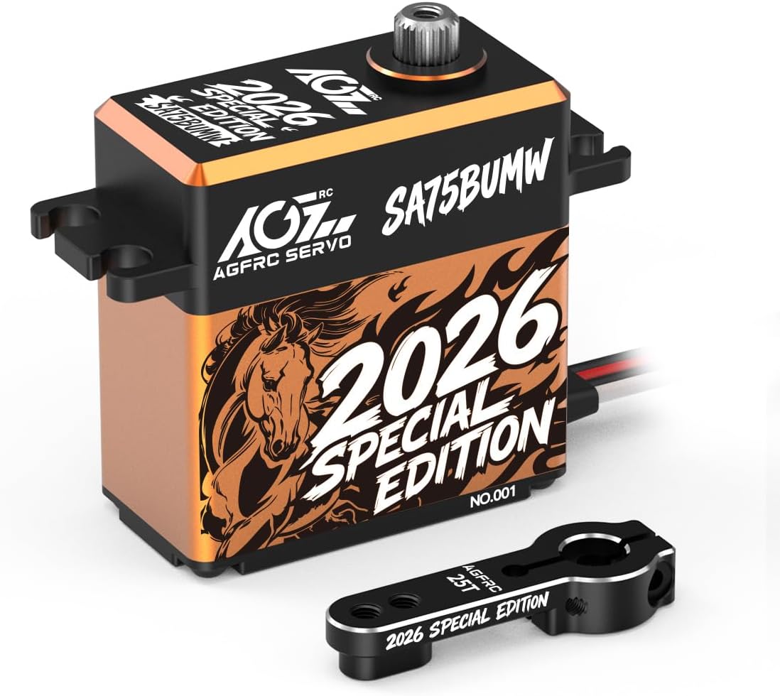 AGFRC 62KG Brushless RC Servo-Motor - 0.092Sec High Speed, 16.8V Direct Power Full Metal Gear Programmable Smart Servo for 1/10 1/8 RC Cars & Trucks (SA75BUMW 2026 Special Edition)