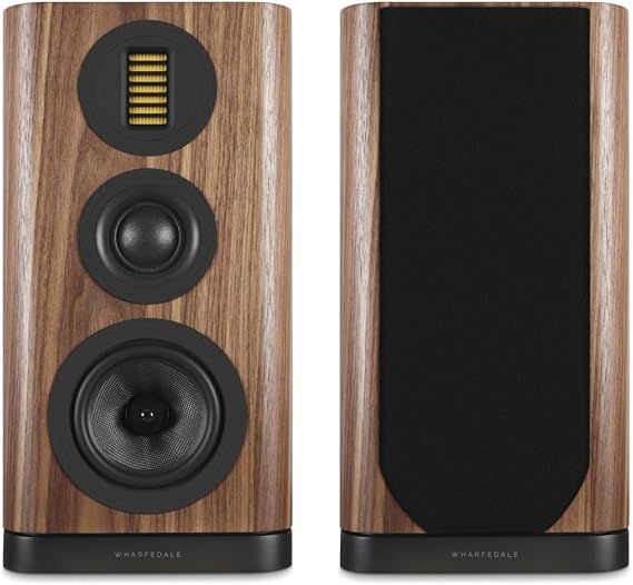 Wharfedale EVO 5.2 Standmount Speakers (Pair) – 6.5″ Kevlar Woofer, Soft Dome Midrange, AMT Tweeter, 3-Way Bass Reflex (Walnut)