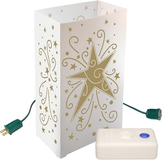 Lumabase 62810 Electric Luminaria Kit, 10.5" H x 6" L x 3.5" W, Stars
