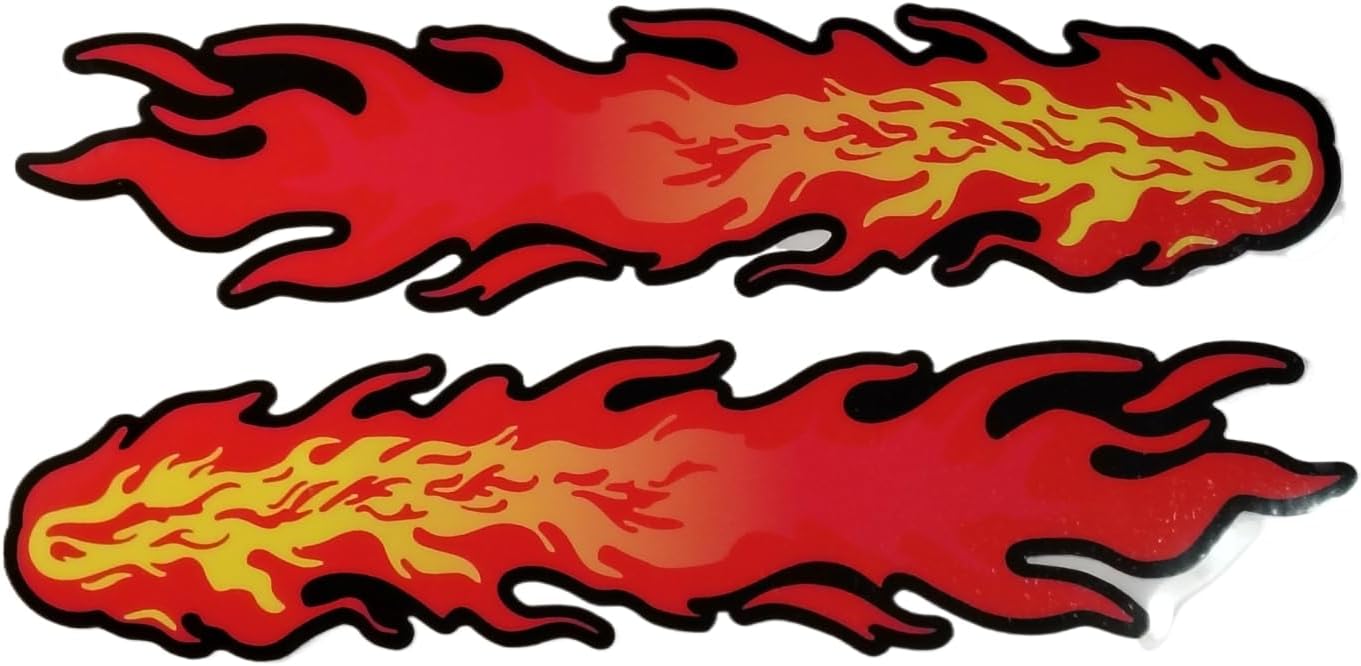 Flames Decal Reflective Sticker for Motorcycle Cars Trucks Laptops Etc Size 7.09x1.73 inch
