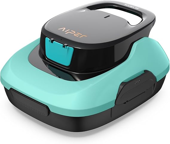 (2026 Upgrade) Aiper Cordless Robotic Pool Cleaner, Dual-Cleaning Modes with 1820GPH Suction, 100-Min Runtime, Pool Vacuum for Above Ground Pools up to 860 Sq.ft, Snow White & Cyan