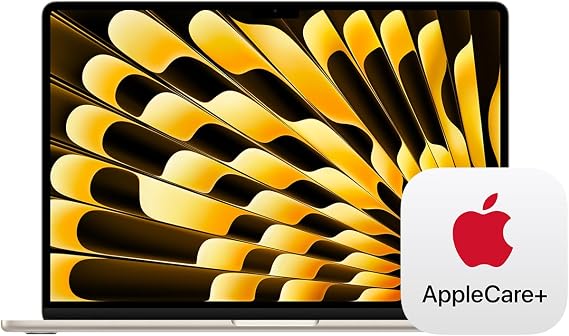 Apple 2024 MacBook Air 15-inch Laptop with M3 chip: Built for Apple Intelligence, 15.3-inch Liquid Retina Display, 16GB Unified Memory, 256GB SSD Storage; Starlight with AppleCare+ (3 Years)