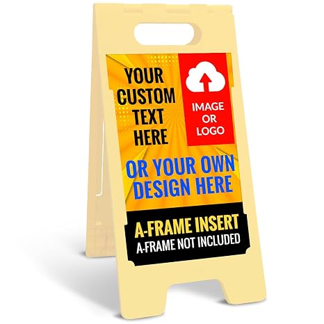 Personalized A Frame Text, Image, Logo Sign, Custom Sidewalk Indoor/Outdoor Sign Kit, 10x16 Inches, With A Frame Stand, Made in USA by Sigo Signs