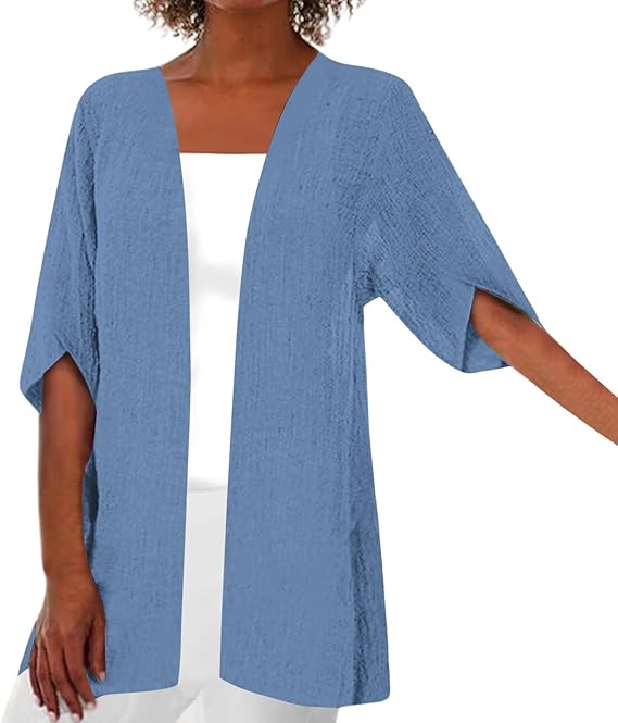 Womens Long Cardigans Lightweight Cover Up Fall Casual Loose Fit Half Sleeve Tops Cropped Cardigan Sweaters for