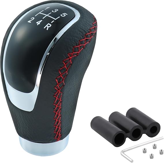 5 Speed Shift Knob Manual Cars Gear Shifter Leather Red | Shifting Lever Driving Transmission Stick Handle Car Truck SUV Vehicles Decoration Cool Funny Novelty Unique Accessories