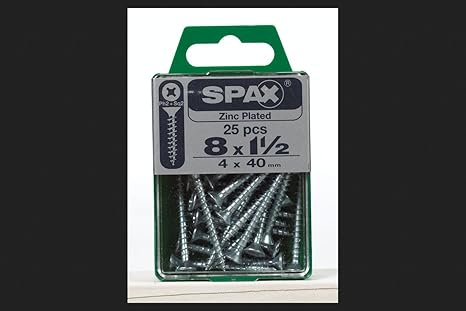 SPAX Multi-Material Screw 1-1/2" Zinc Phillips/Square Multiple Material Thread Flat Head Box 25