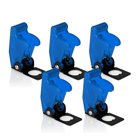 MGI SpeedWare Safety Flip Covers for Bat-Handle Toggle Switch 5-Pack (Blue)