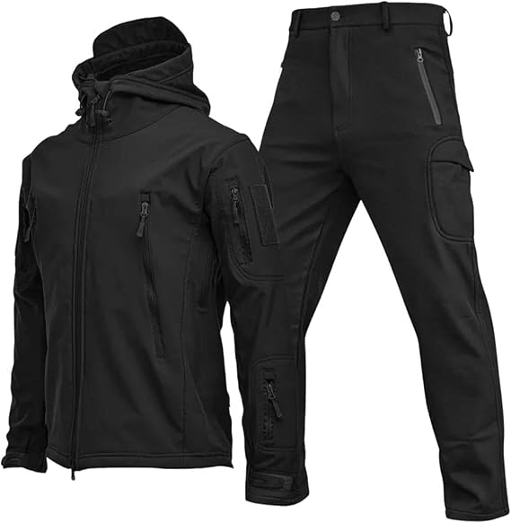 Waterproof Soft Shell Tactical Suit For Men Winter Warm Hooded Outdoor Hiking Climbing Clothes
