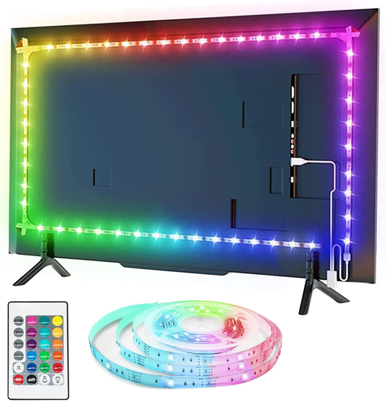 Led Strip Lights, 8.2ft TV Light Strip for 32-58 inch TVMonitor Backlight, USB Led Strip Mood Light with 4096 DIY Colors Remote Control