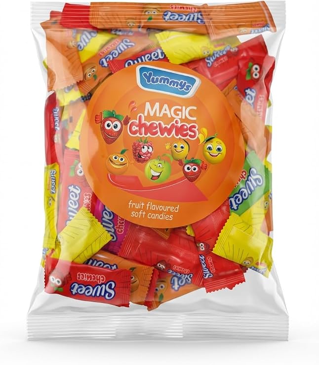 Yummy Magic Fruit Flavour Soft Chewy Sweets 1kg Bulk Bag | Individually Wrapped Chews for Sharing Bowls & Sweet Tables
