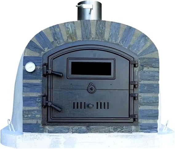 Authentic Pizza Ovens Lisboa Stone Arch Premium Wood-Fired Outdoor Pizza Oven, Handmade in Portugal, Triple-Insulated Brick Oven, Rotisserie-Capable, Dutch Door, Thermometer & Baking Dish Included