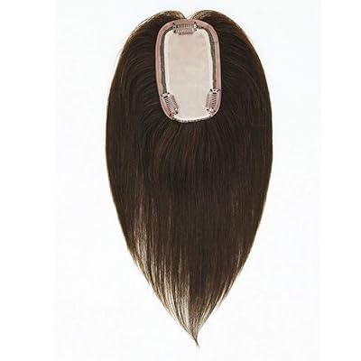UniWigs Remy Human Hair Topper Pieces, Silk Top Clip In Hair Pieces 12 Inches Length For Hair Loss dark brown
