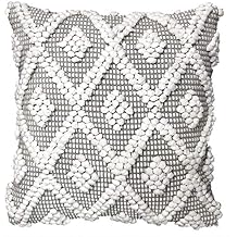 Lush Decor Adelyn Decorative Throw Pillow Cover, 20" W x 20" L, Gray - Square Pillow - Gray Diamond Pillow - Textured Pillows - Hygge Decor - Farmhouse Throw Pillows For Bed, Couch, Or Chair