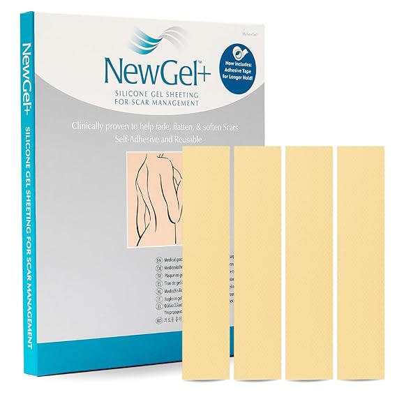 NewGel+ Medical-Grade Silicone Scar Strips, 1" x 6", 4-Count by MyNewGel
