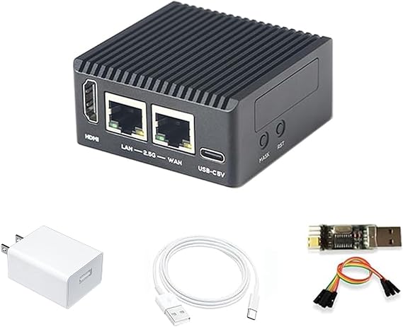 NanoPi R76S Mini Router, RK3576 Octa-Core SoC with 6TOPS NPU AI Model, LPDDR4X 4GB RAM 64GB eMMC, Dual 2.5G Ethernet, Support M.2 Wi-Fi Module (with M.2 WiFi, LPDDR4X 4GB, Power Kit)