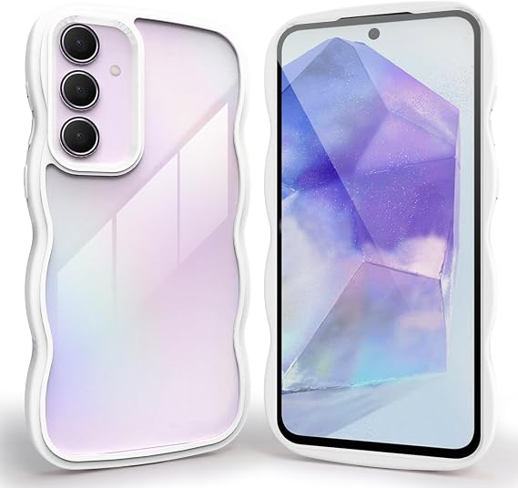 Galaxy A55 5G Case, Clear, Full Protection, Galaxy A55 5G SC-53E / SCG27 Smartphone Case, Popular, Cute, Galaxy A55 5G Cover, Transparent, Shockproof, Anti-Slip, Thin, Lightweight, TPU Lens Protection, Stylish, Fall Prevention, Supports Wireless Charging White