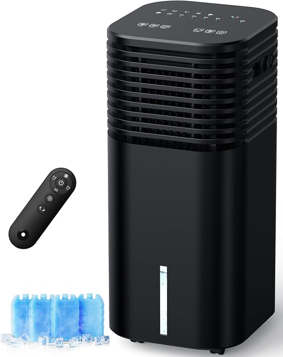 FANCOLE Windowless Portable Air Conditioners with 4Modes & 3Speeds, 15H Timer for Smart Auto-off, 2Gal Tank for 20H Cooling, Evaporative Air Cooler 17 FT Remote, 120 Swing Swamp Cooler No Hose Needed