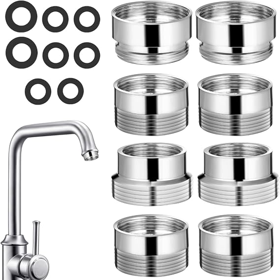 IMIKEYA 8pcs Faucet Adapters Set, Copper Sink Faucet Aerator Adapters, Female to Male Faucet Hose Connectors for Kitchen And Bathroom Use