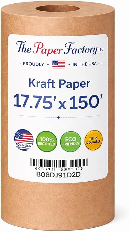 Kraft Paper 17 3/4 x 150 for Gift Wrapping Bulletin Board Arts & Crafts, Bouquet Flower Table Covering Poster Packing Shipping & Moving Supplies
