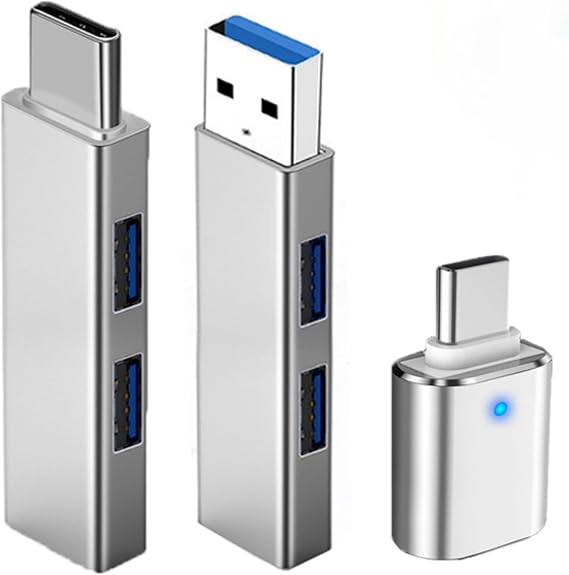 3pcs USB Adapter Kit - USB 3.0 Hub, Type C to USB Adapter