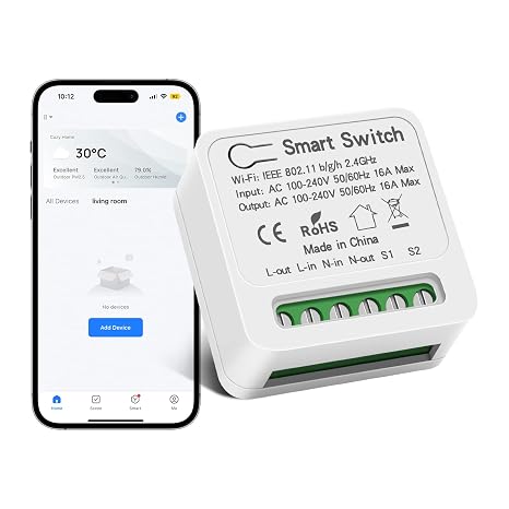 100V-240V Mini WiFi Smart Light Switch, White