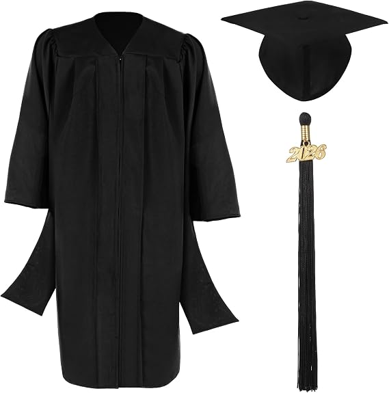 Cuffbow Masters Graduation Gown Cap Tassel Set 2026 Black Graduation Cap and Gown Master Regalia with Tassel for Adult