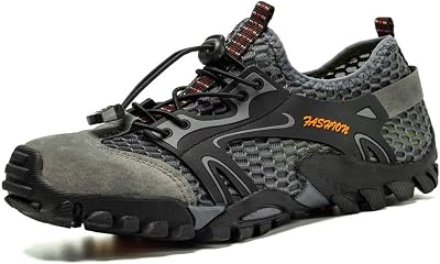 Yuper Mens Breathable Ultra-Slip Hiking Shoes Running Barefoot Trekking Shoes Mesh Quick Dry Lightweight Outdoor Fitness Sneakers Gray 11 Men US 11.02Heel to Toe