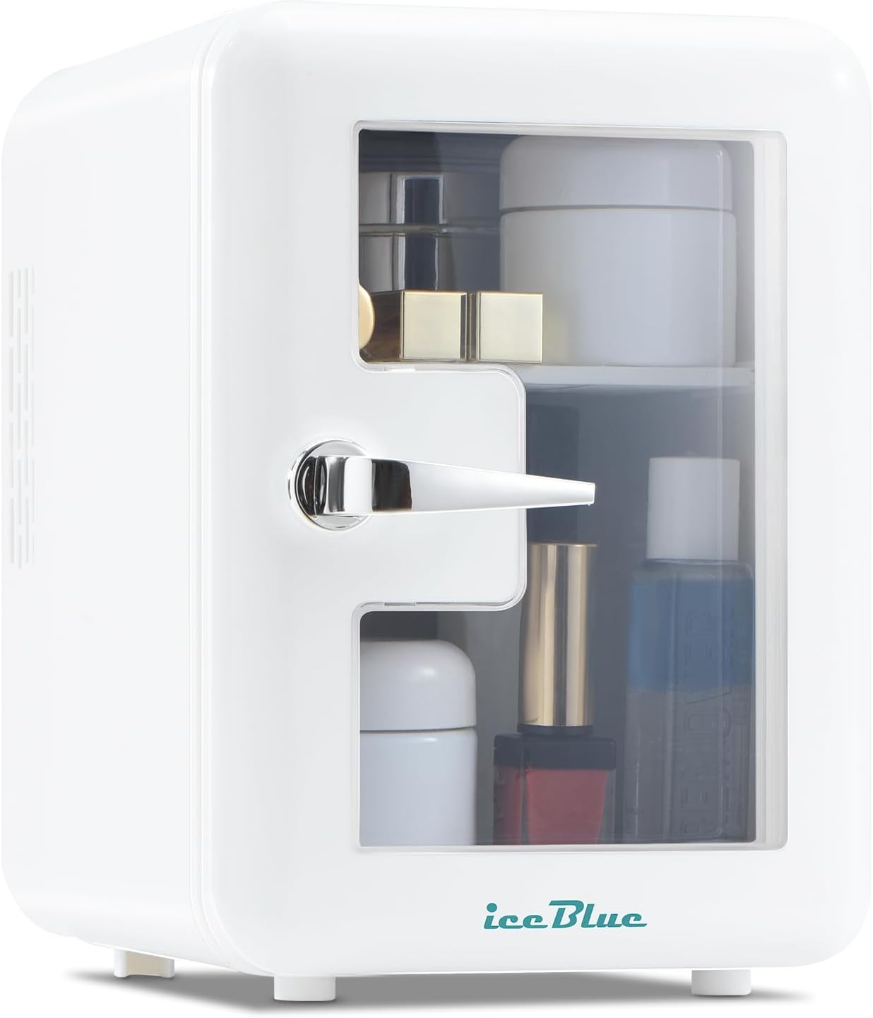 Iceblue Skincare Fridge with Viewing Window, 4L Compact Small Fridge for Bedroom, Car, Office & Dorm, Mini skincare fridge for Beauty Essentials & BeveragesWhite
