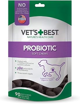 Vets Best Probiotic Soft Chews Dog Supplement, Supports Dog Digestive Health, Promotes a Healthy Gut, 90 Day Supply