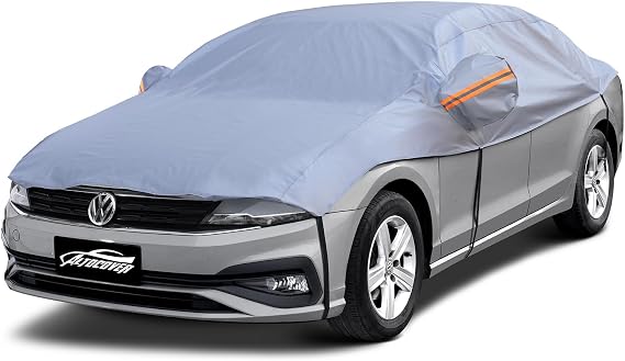 Half Car Cover Sedan, Top Cover for Windshield & Sunroof Protection with Cotton Liner, Hail Protector Car Cover Waterproof All Weather for Snow, Sun,Rain,Dust