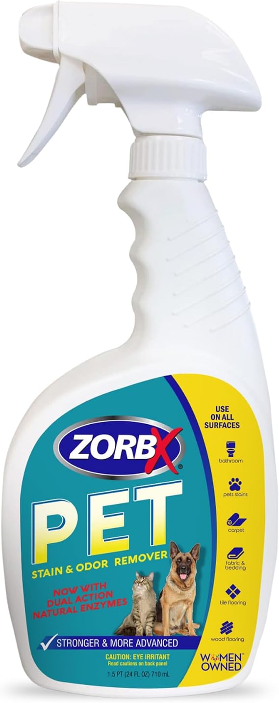 ZORBX Dual Action Enzyme Pet Stain & Odor Remover Spray 24 Oz