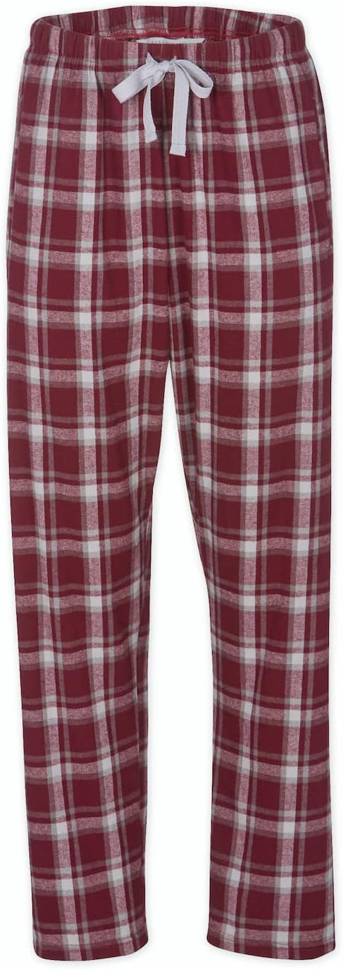 boxercraft Haley Womens Flannel Pajama Pants 100% Cotton Plaid Lounge Sleep Pants with Pockets, Adjustable Drawstring Waist, Soft Cozy Relaxed Fit PJ Bottoms for Women, Heritage Maroon XXS