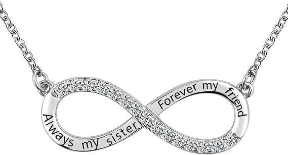 Womens Sparkling Infinity Love Necklace Birthday Gifts for Women Dainty Adjustable Love Heart Clear Crystal Pendant Necklaces