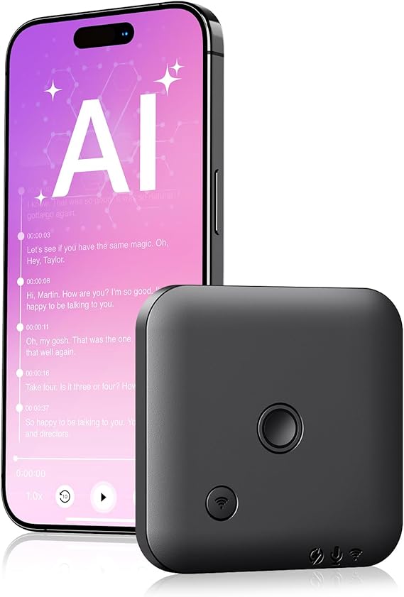 AI Voice Recorder with Transcription and Translation, APP Control, 64GB Memory, Supports 112 Languages, Audio Recorder for Calls, Lectures, and Meetings