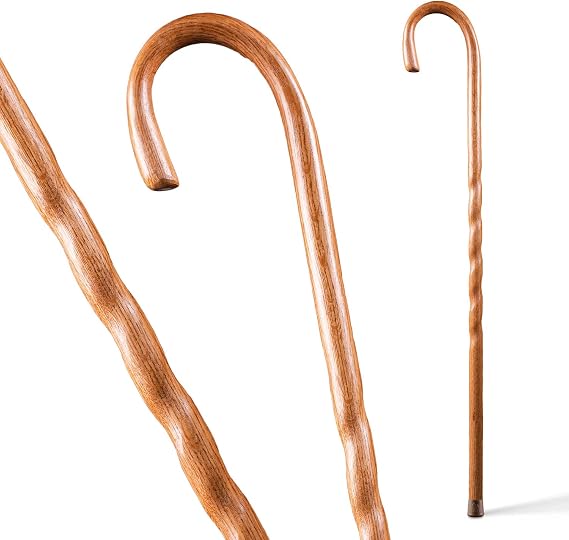 Brazos Handcrafted Wood Walking Cane, Twisted Oak, Crook Style Handle, for Men & Women, Made in The USA, 37"