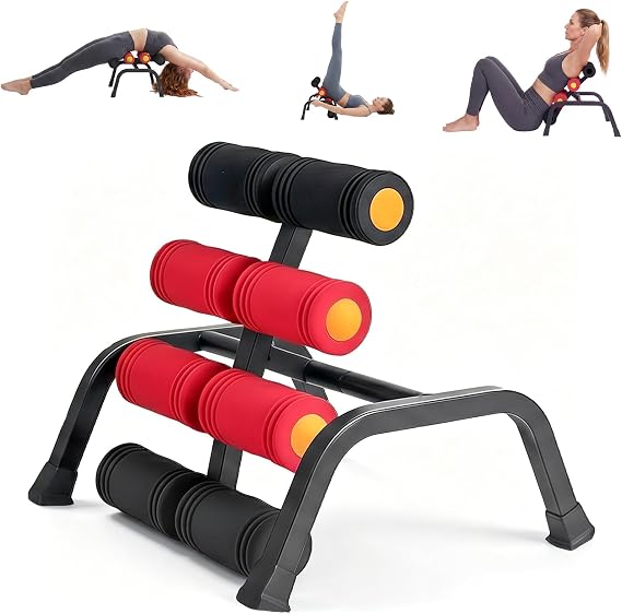 Mini Inversion Table with Rollers, Back Extension Machine for Back Pain Relief, Easy to Assemble & 297LBS Weight Capacity, Spinal Decompression Table for Home Gym