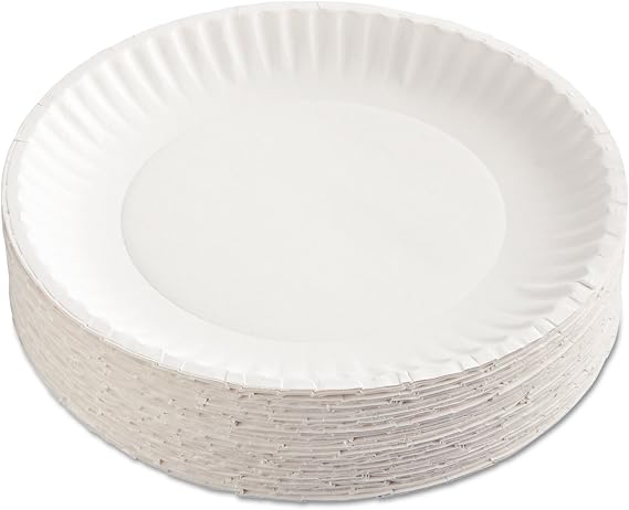 AJM Packaging PP9GRAWHPK Paper Plates, 9-Inch Diameter, White, 100/Pack