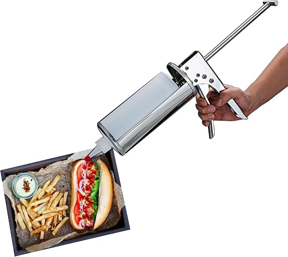 Burger Sauce Gun, Quantitative Sauce Dispenser with Squeeze Bottles, Salad Dressing Dispenser with 650 Ml Sauce Dispenser Bottles