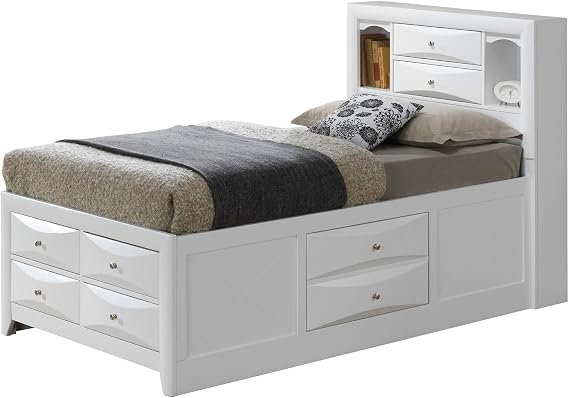 Indoor Modern Home Decorative Bedroom Bedding Frame Marilla White Twin Panel Beds