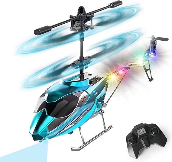 VATOS RC Helicopter for Boys, 2.4G Remote Control Helicopter with LED Light for Kids 12+ Years Old, Fixed Height, One-Key Take-Off, Indoor RC Planes Ideal Festival Gifts for Boys Adults