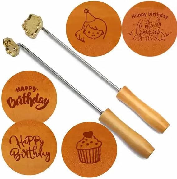 Custom Branding Iron for Cake, Personalised Branding Iron for Burger Bread BBQ Stamps Embossing Kit Brand Iron for Wood, 1 Inch, Silver