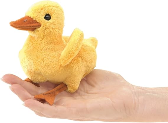 Folkmanis Mini Duckling Finger Puppet Plush, Yellow, 8"